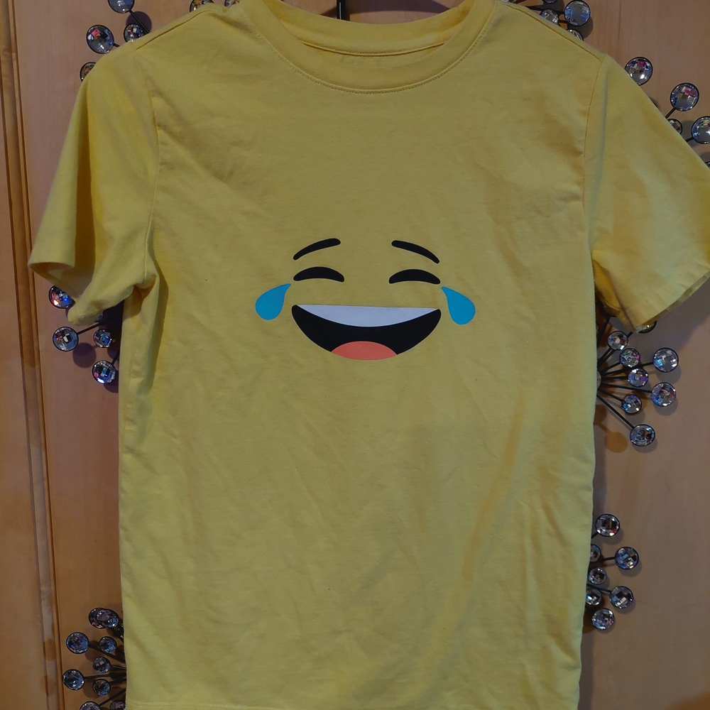 Cat & Jack Yellow Laughing-Tears Emoji Tee